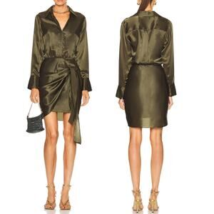 L'Agence Silk Atlas Dress Winter Moss Size‎ US 8 / Medium NWT